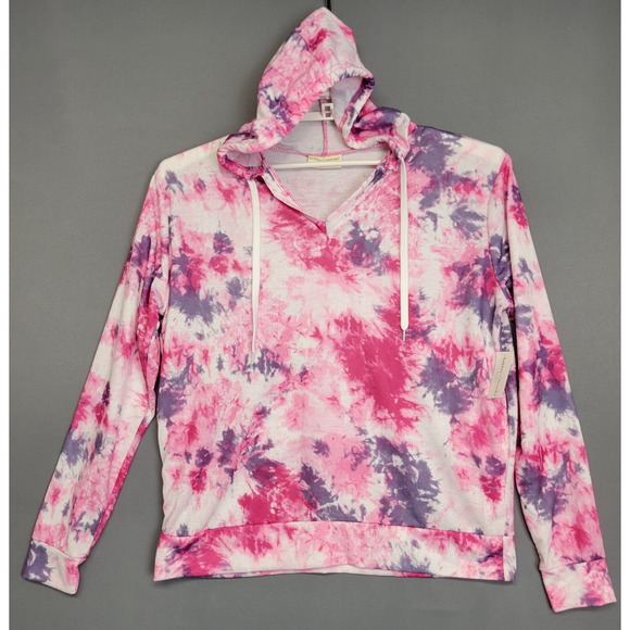 Bobbie Brooks Tops - Boobie Brooks Hoodie Top Womens S Tie Dye Pink Purple Drawstring Lightweight New